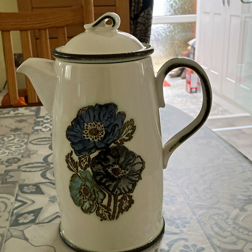 White blue floral - white, ceramic