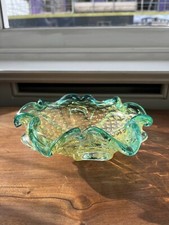 Murano Barovier & Toso Glass Candy Dish Gold And Silver Leaf