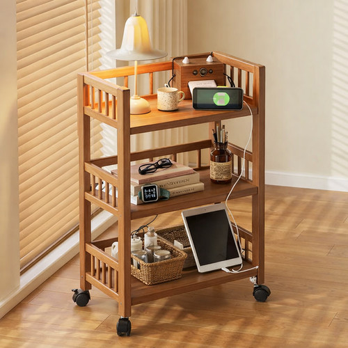 3tier bamboo rolling storage - bamboo,