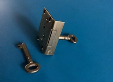Vintage Small Brass Cabinet Till / Door Lock + 2 Keys 38mm X 32mm X 10mm.