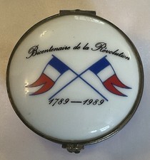 Limoges Castle. Porcelain Trinket Box. Commemorating French Revolution 1789-1989