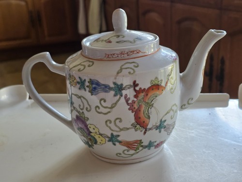 Vintage chinese teapot floral - chinese,