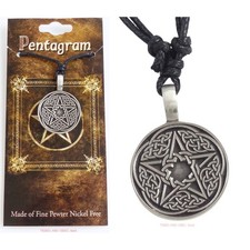 Celtic Pentagram Pendant Necklace Knots Pagan Witch Pewter Protection Gift