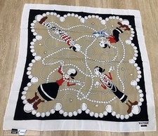 Moschino 85cm silk scarf. Black, gold, white. Olive Oyl wearing jewellery. New