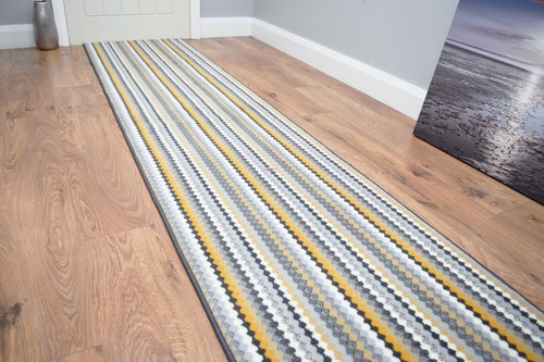 Very long grey - mustard, hallway