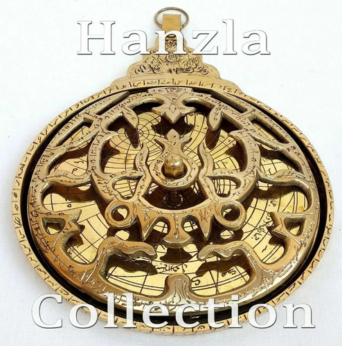 Antique brass arabic astrolabe - arabic,