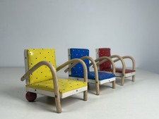 German Mid Century Dolls House Furniture Halabala Chairs x 3 1:12