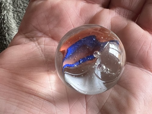 Large orange white blue - white, glass