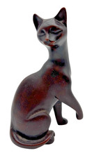 6" Dark Cat Figurine Statue Sleek Modern Style Home Decor - C95 O691