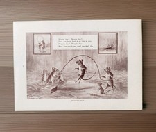 Antique 1910 Skipping Field Mice Mouse Book Print Picture Lithograph Poem Song