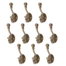 10x Ball End Hat & Coat Hook Cast Iron Antique Vintage Style W30mm x H95mm Brass
