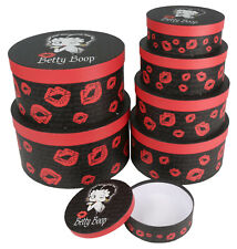 SET/7 BETTY BOOP STORAGE GIFT BOXES ROUND HAT TRINKETS JEWELLERY BOXES