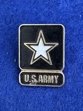 Vintage US Army Star Logo Black and Gold with White Star Lapel Pin Badge