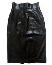 Danier Vintage Black High Waisted Leather Wiggle Pencil Skirt Black Glamour UK 8