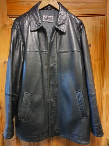 Men black leather jacket - black,
