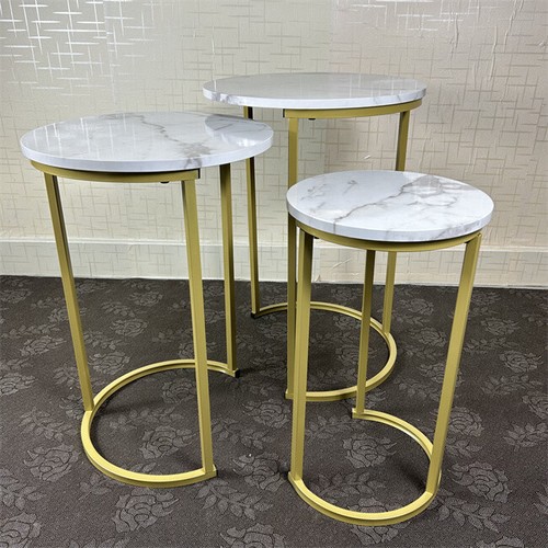 Set round marble look mdf - of, 3