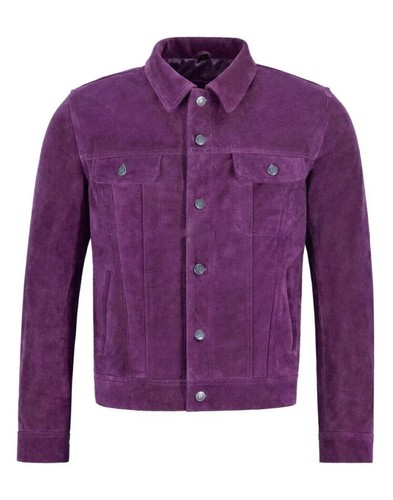 Men purple leather - purple, trucker