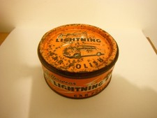 VINTAGE, BETTERWEAR 'LIGHTNING' CAR POLISH TIN (DISPLAY/SHOW/1960'S/OIL/PETROL)