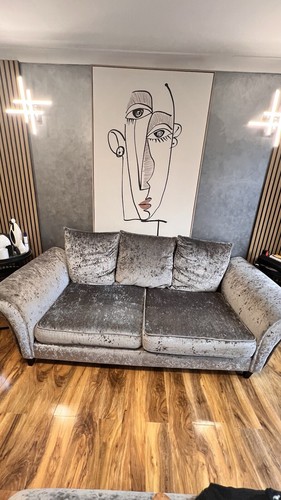 Grey crushed velvet sofa set - grey,