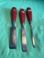 Set Of 3 Footprint Red Handle Firmer Chisels 1” 3/4” & 1/4” 