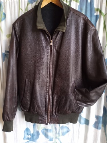 80s leather bomber jacket - leather,