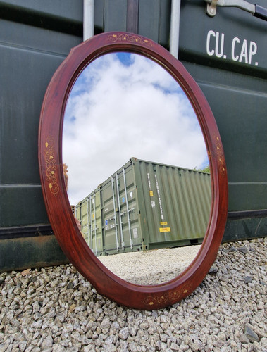 Vintage large oval wall mirror - vintage,