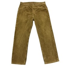 Vintage Levi's 401 Corduroy Jeans Brown Mens 36W 29L Straight Fit 90s White Tab