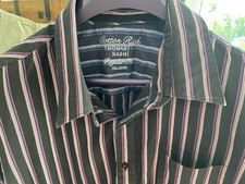 Cotton Rich Thomas Nash Short Sleeve Black Purple Strip XXL Shirt Chest Pocket