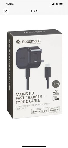 Goodmans plug mains charger - plug-in,