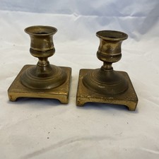 Small Brass Candlestick Pair Vintage Antique Candle Holder Miniature 3.5" Tall