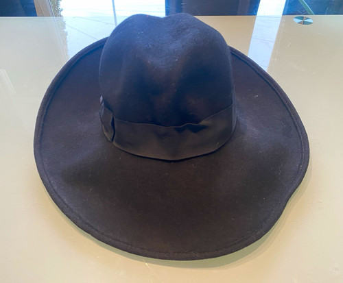 Ladies black wool felt fedora - ladies,