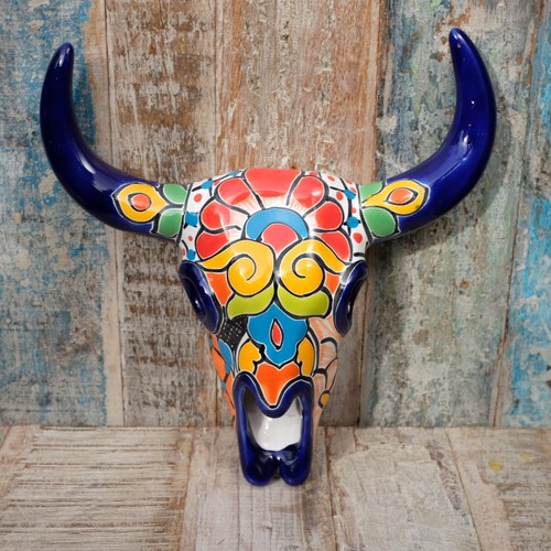 Mexican talavera wall skull - mexican,