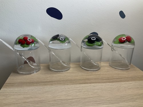 Lucite jam jars - 4, spoons