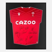 Framed Signed Wales Rugby Shirt, Red Home, Squad [Lite]