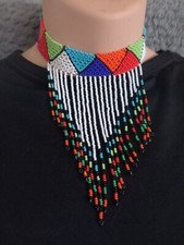 African Jewellery Zulu Choker / Veil Glass Beaded Necklace Handmade in KZN SA
