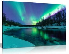 Winter River Northern Lights