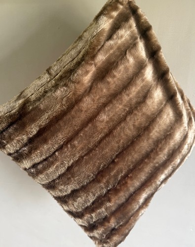Brown faux fur throw pillow - brown,
