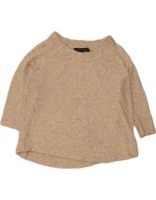 FRENCH CONNECTION Womens Boat Neck Jumper Sweater UK 16 Large Beige DQ96