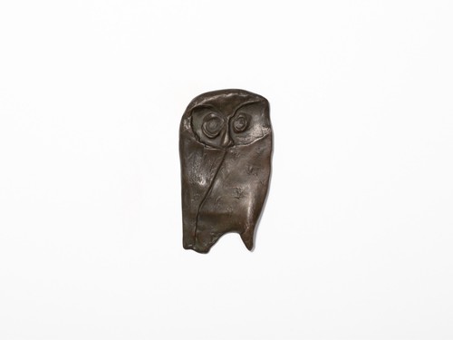 Modernist bronze owl plaque - modernist,