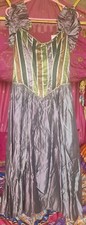 Renaissance Costume Dress Gold Purple Black Olive Stripe Bodice Size S Festival