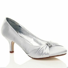 LADIES SATIN LOW MID HEELS