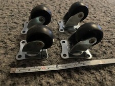 Set of 4 very small flat plate swivel trolley wheels cabinet dolly furniture etc