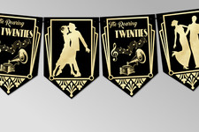 Vintage Gatsby Art Deco Roaring 20's Bunting Party Celebration Bar Decoration