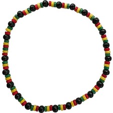 Rasta wood bead necklace - bead, chain