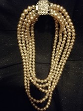 Faux Pearl 5 Strand Necklace