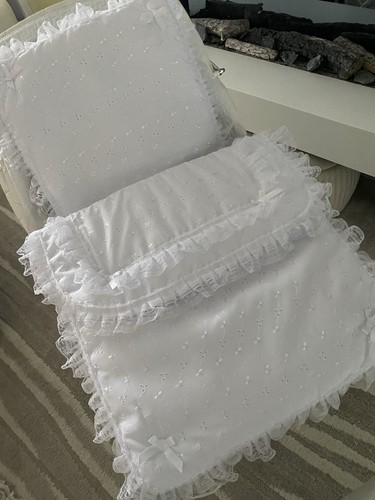 Dolls white broderie pram - dolls,