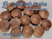 Set 3 Wooden Oak Knobs Handle