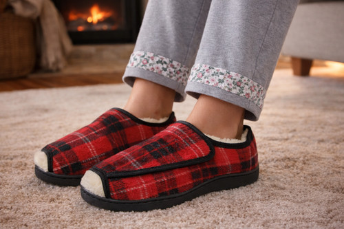 Women red tartan slipper - women's,