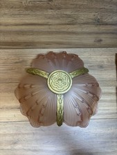 ART DECO BRASS & FROSTED PINK