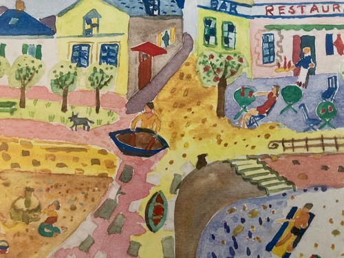 Painting 1970 gouache art - art, brut